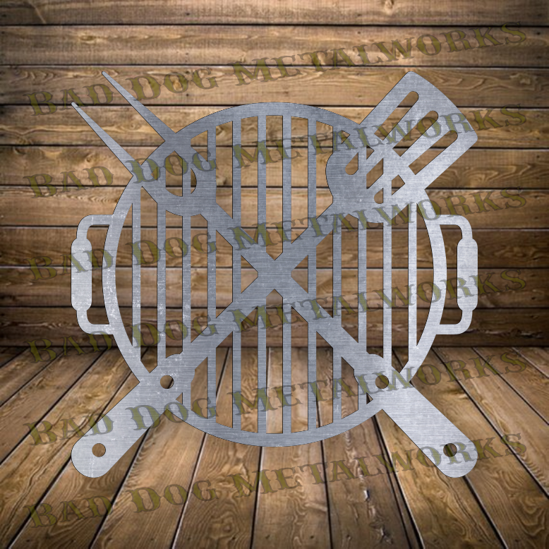 BBQ Grill Crossed Utensils - Dxf and Svg