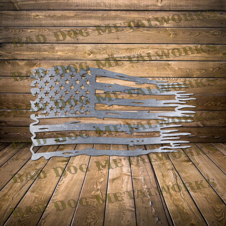Wavy Tattered Flag - Dxf and Svg