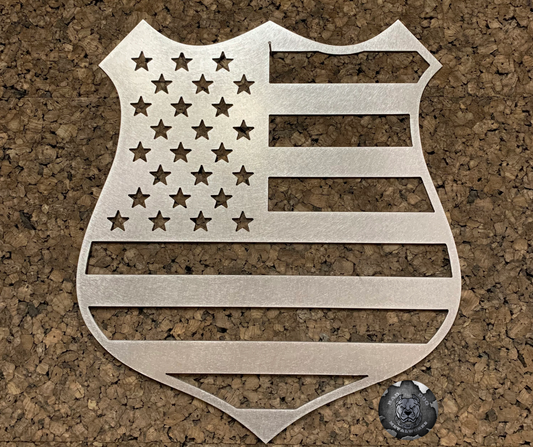 Badge Flag Protect and Serve