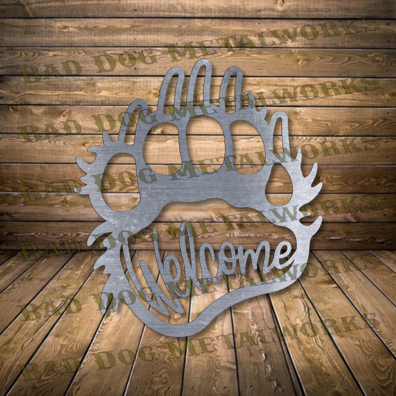 Bear Paw Welcome - Dxf and Svg