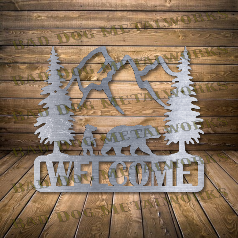 Bear Welcome Plaque - Dxf and Svg