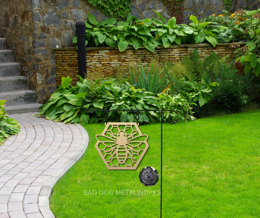 Honeycomb Bee Metal Garden Flag