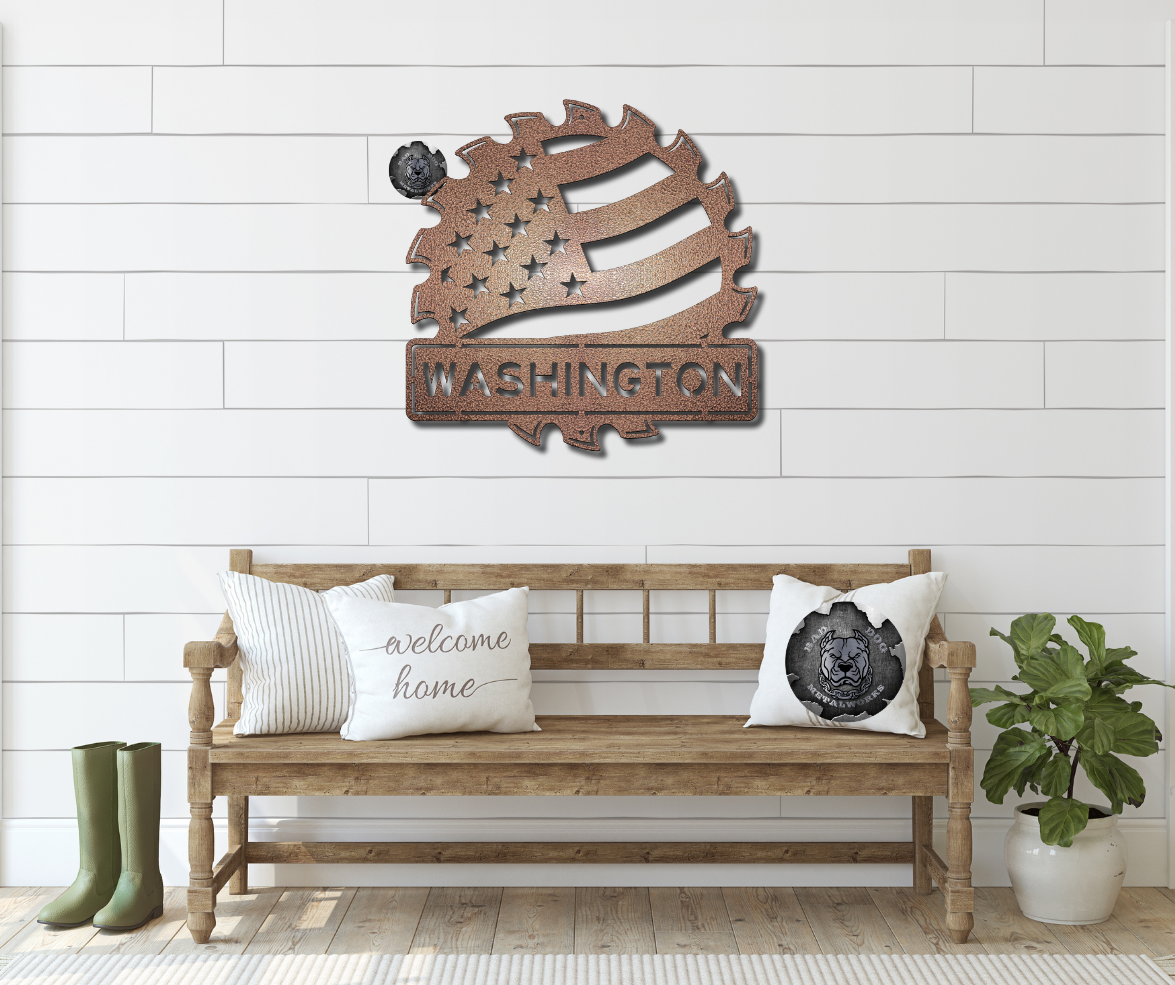 American Flag Saw Monogram