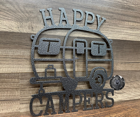 Happy Campers Metal Garden Flag or Sign