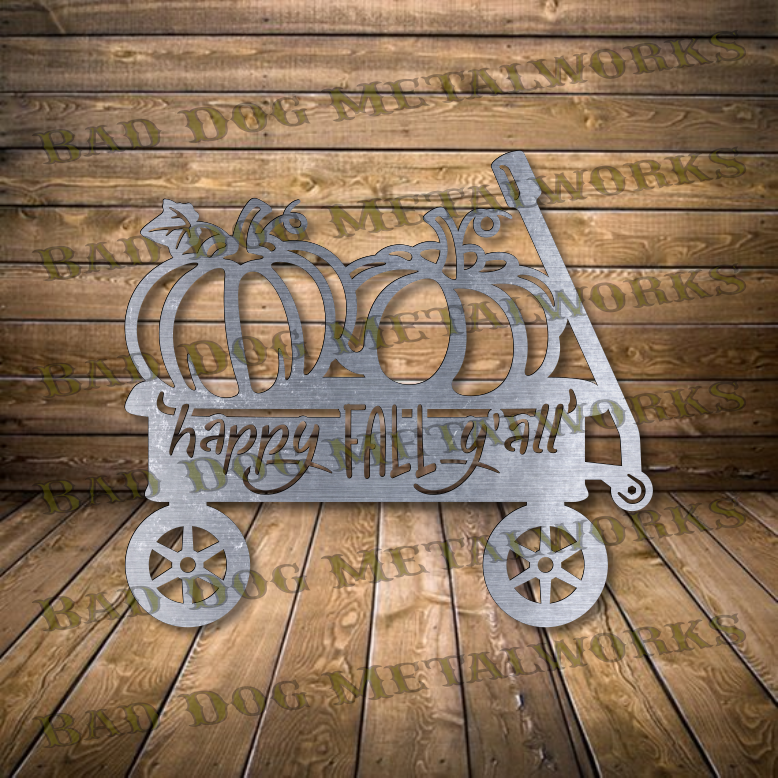 Happy Fall Y'all Wagon and Pumpkins - Dxf and Svg