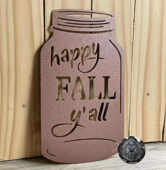 Happy Fall Y’all Mason Jar