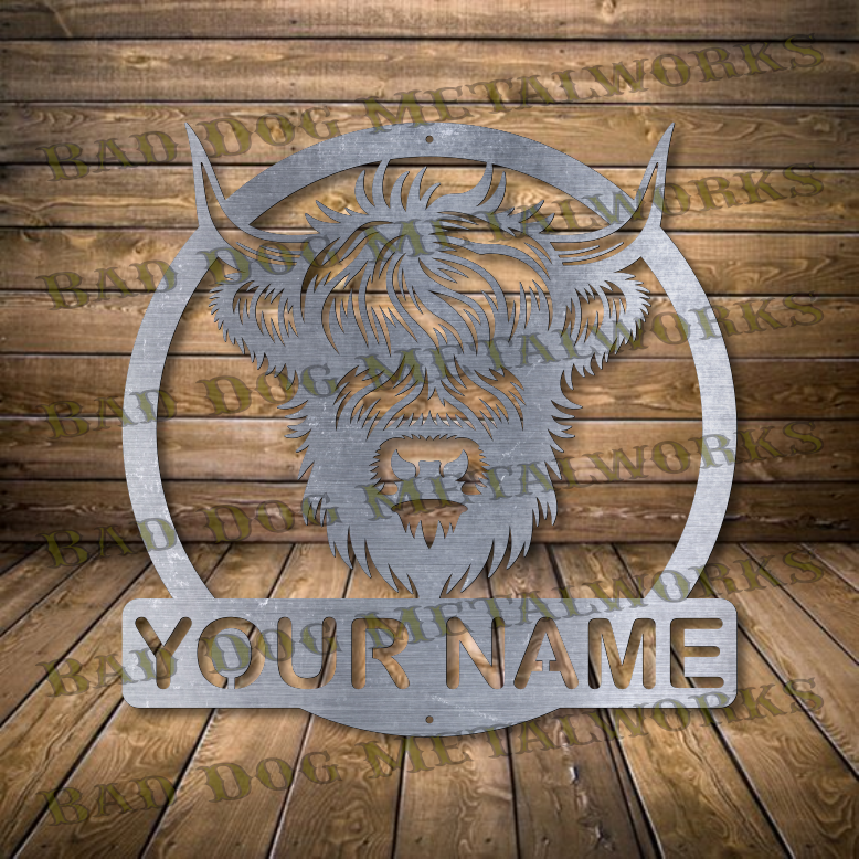 Highland Cow Head Monogram - Dxf and Svg