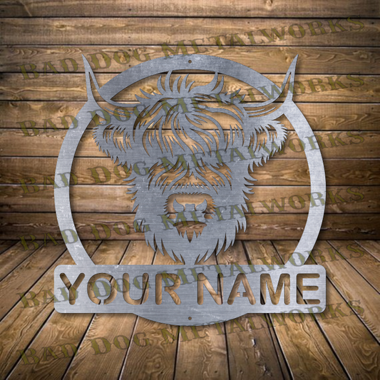Highland Cow Head Monogram - Dxf and Svg