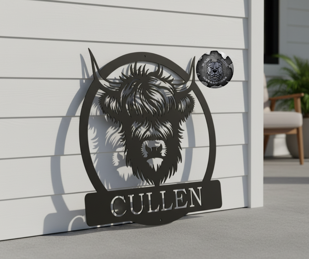 Highland Cow Head Monogram