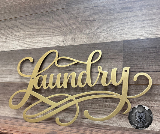 Laundry Script Metal Sign