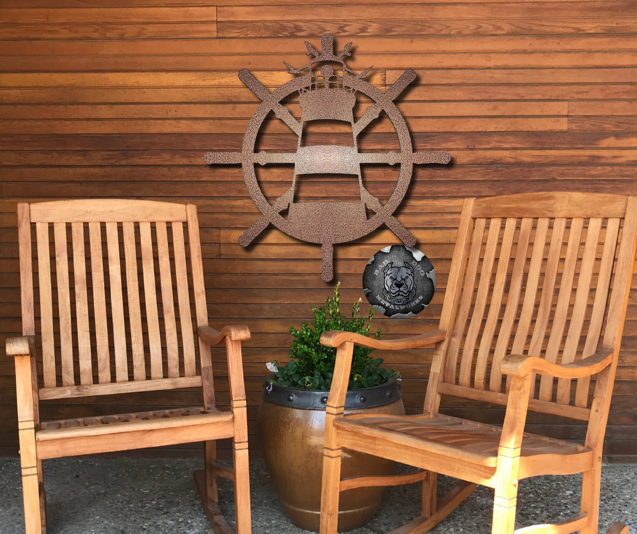 Lighthouse and Ship Wheel