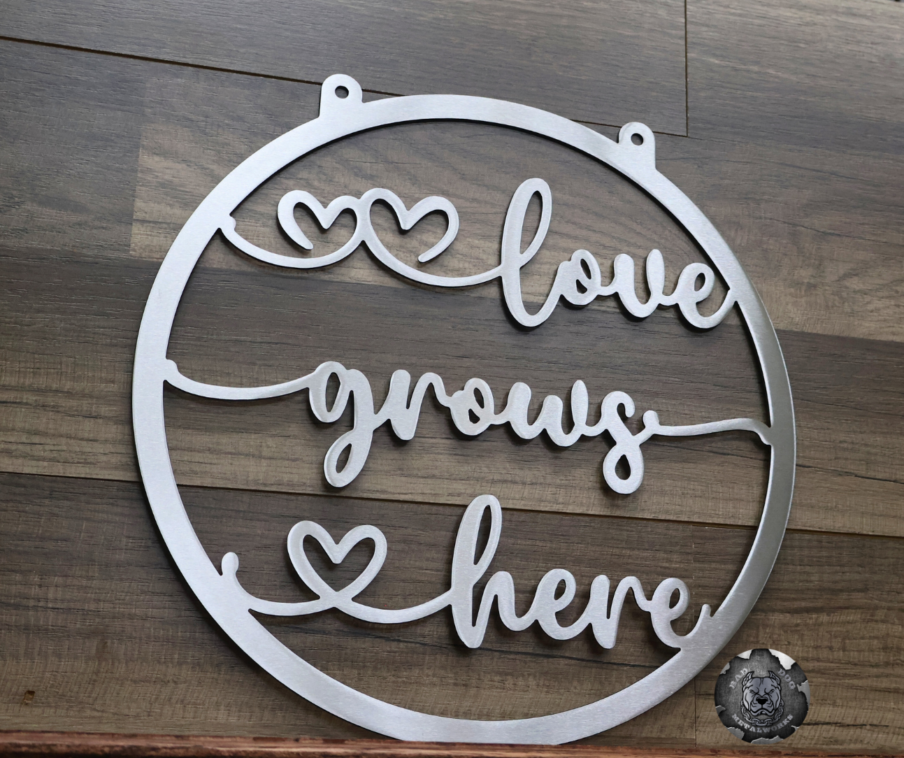 Love Grows Here Metal Garden Flag