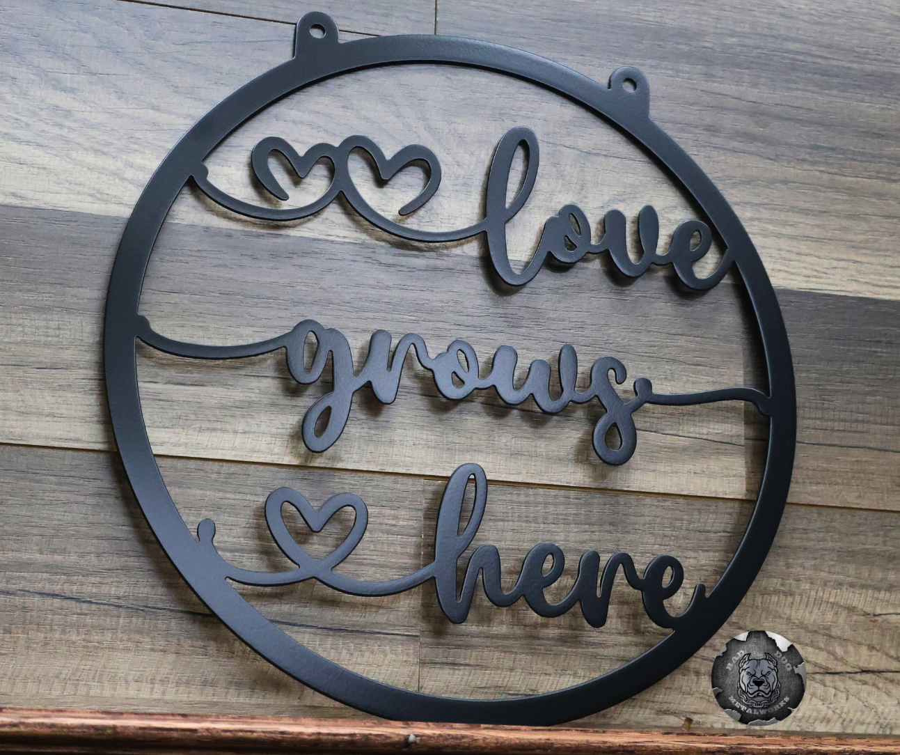 Love Grows Here Metal Garden Flag