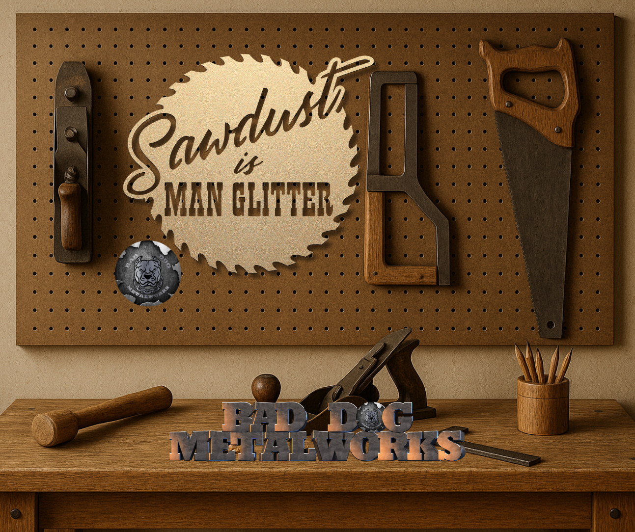 Sawdust is Man Glitter Decorative Circular Saw