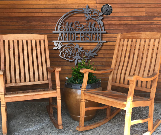 Mr. & Mrs. Rose Wreath Monogram