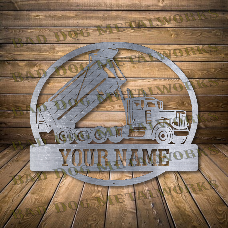 Dump Truck Monogram Dxf and Svg Bad Dog Metalworks