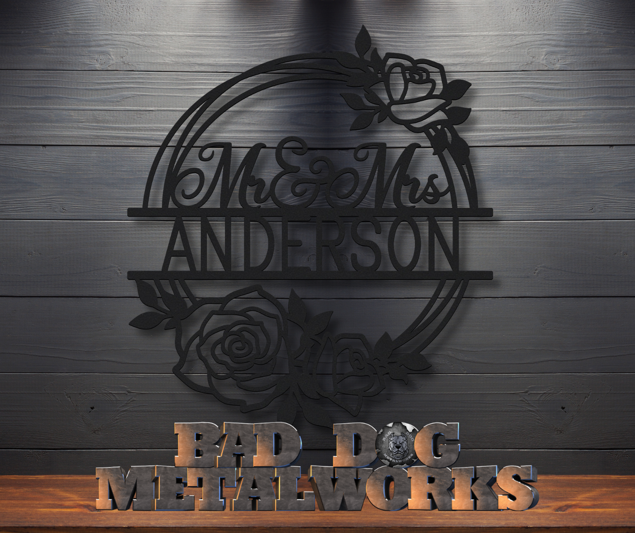 Mr. & Mrs. Rose Wreath Monogram