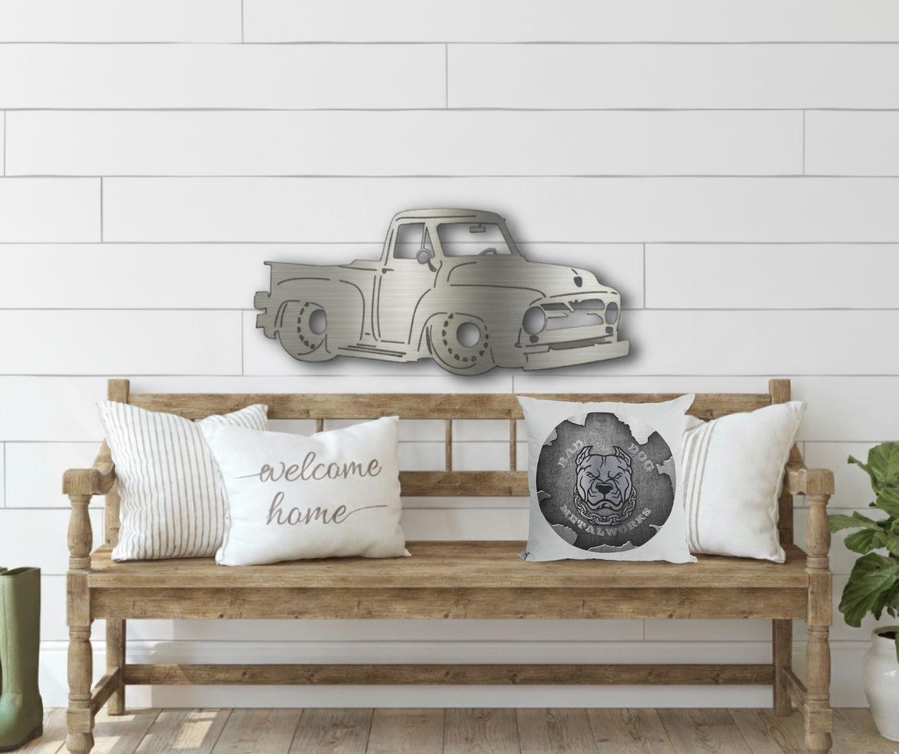 Vintage Ford Hot Rod Pickup Truck Metal Art
