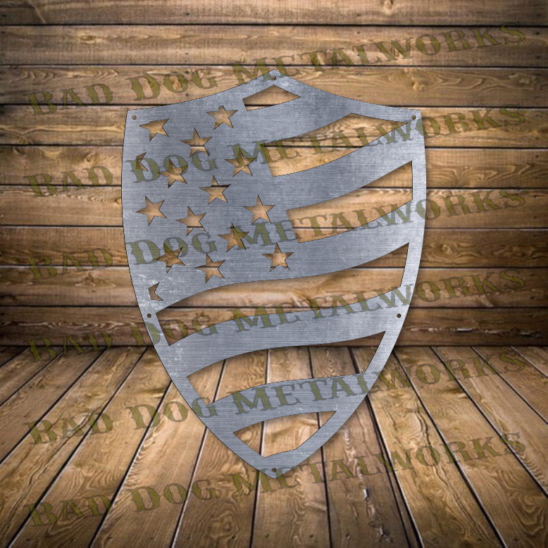 Wavy Flag Shield - Dxf and Svg