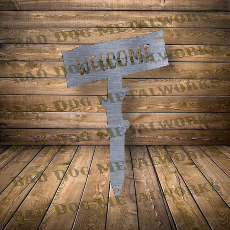 Welcome Wooden Stake - Dxf and Svg