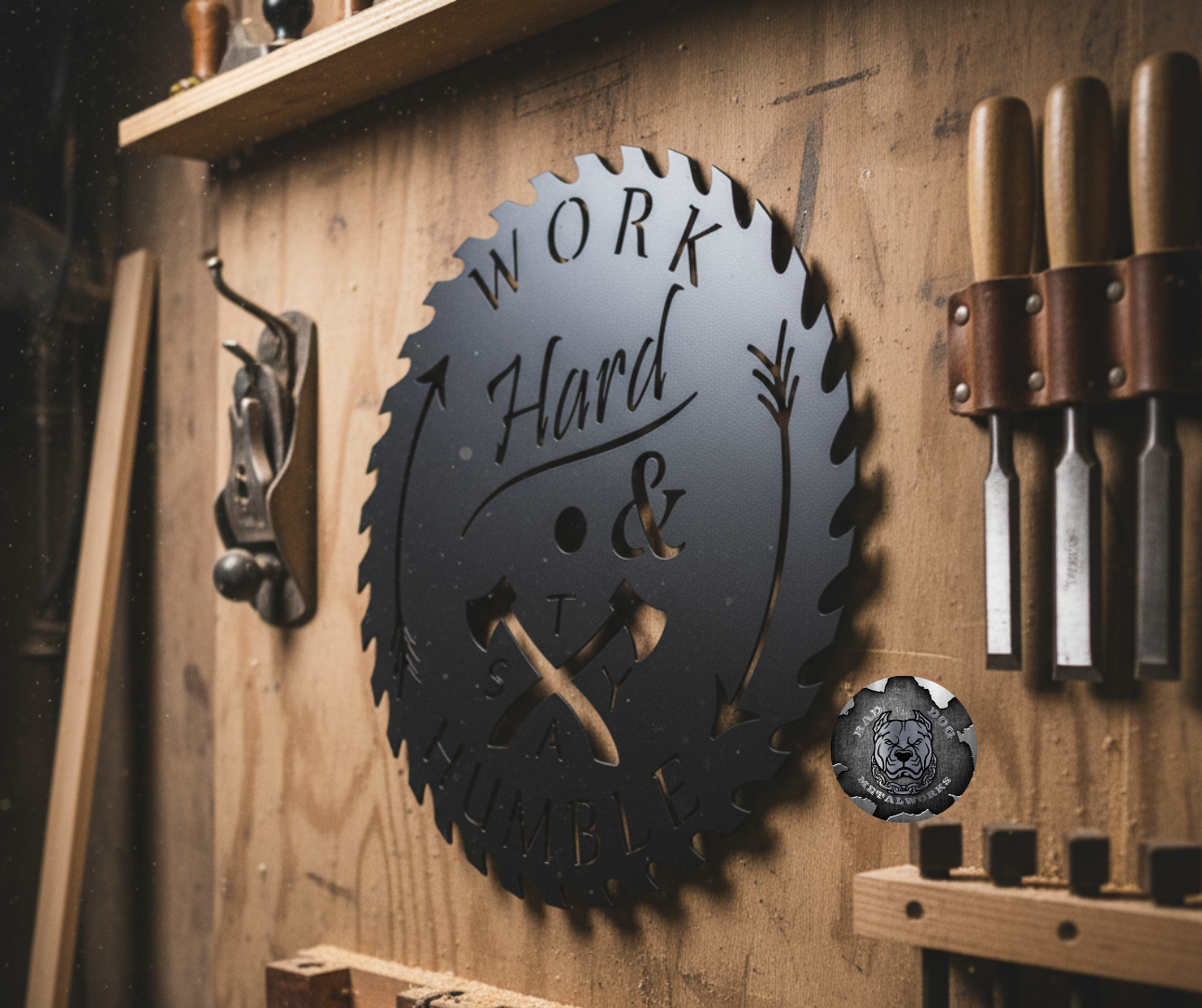 Work Hard & Stay Humble Decorative Circular Saw
