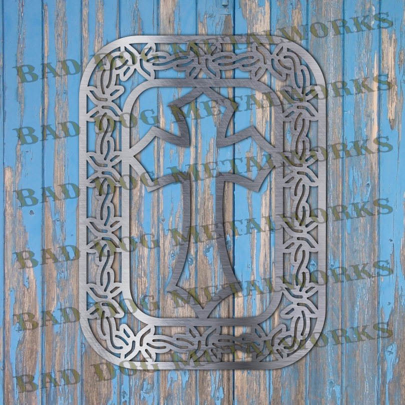 Barbed Wire Framed Cross - Dxf and Svg