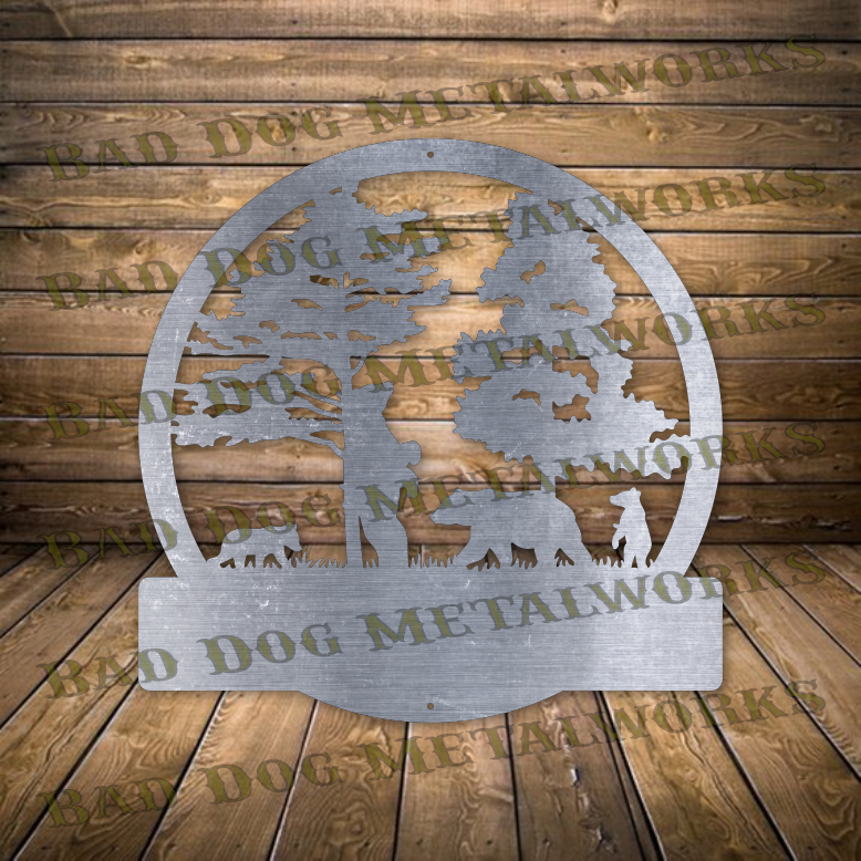 Forest Bear Family Monogram - Dxf and Svg