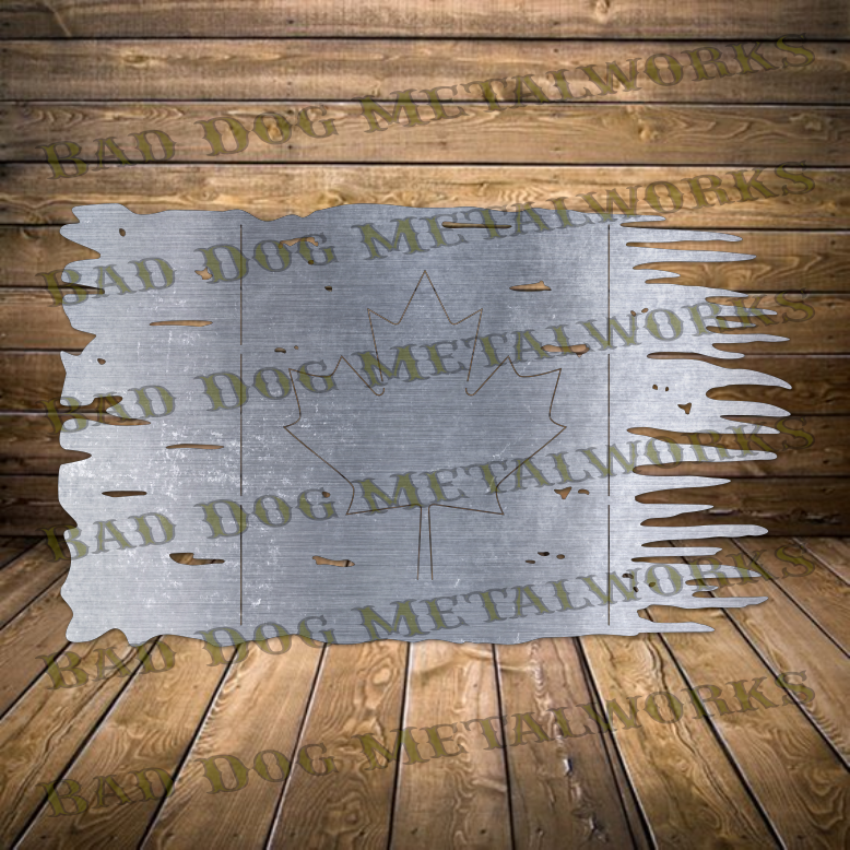 Tattered Canadian Flag - Dxf and Svg