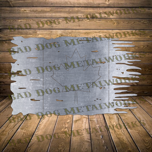 Tattered Canadian Flag - Dxf and Svg