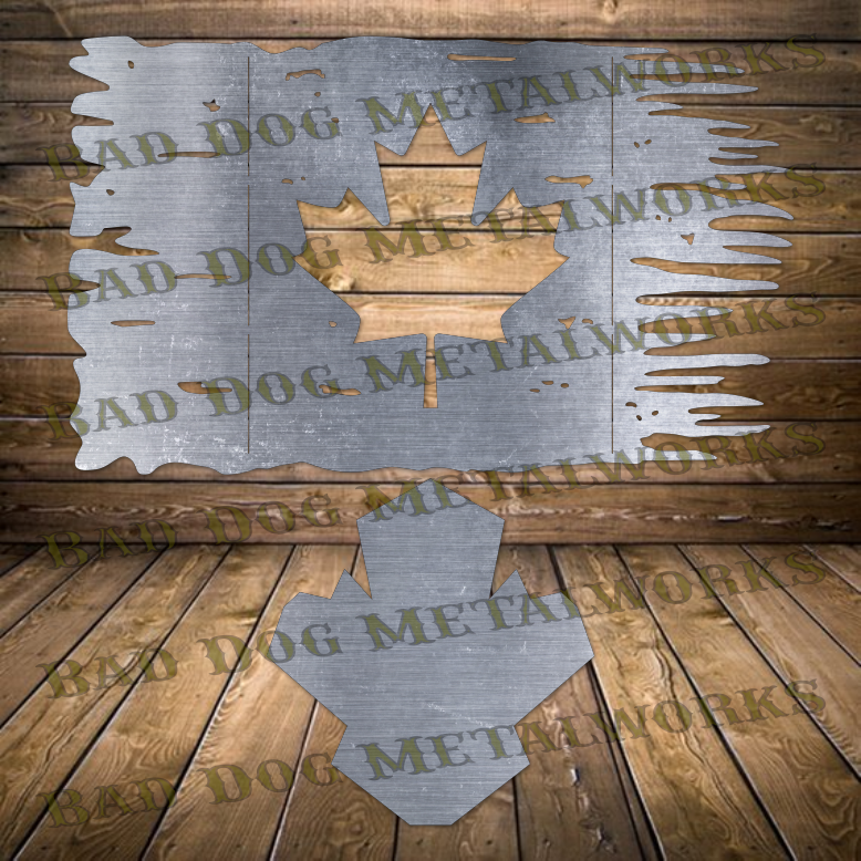 Tattered Canadian Flag - Dxf and Svg