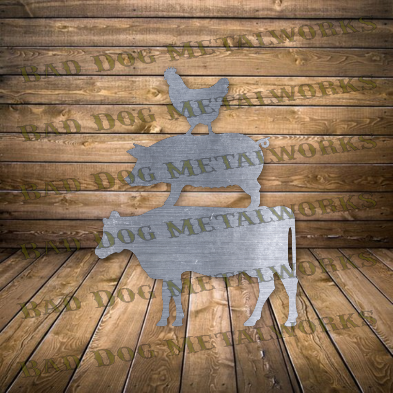 Stacked Cow, Pig, Chicken - DXF and SVG