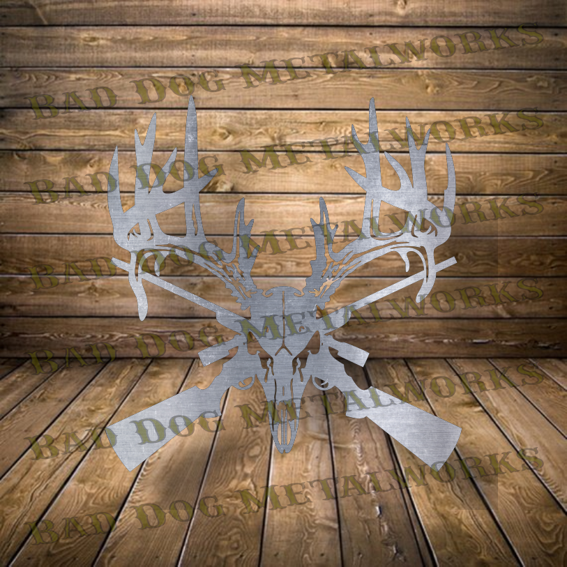 Deer Skull and Guns - Dxf and Svg