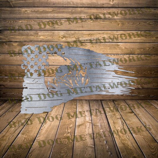 Tattered Flag with Eagle - Dxf and Svg