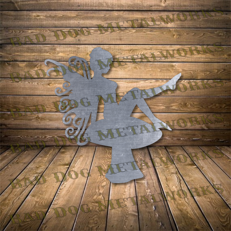 Mushroom Fairy and Mushroom Fairy Garden Stake - Dxf and Svg