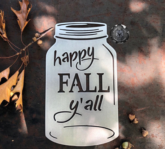 Happy Fall Y’all Mason Jar