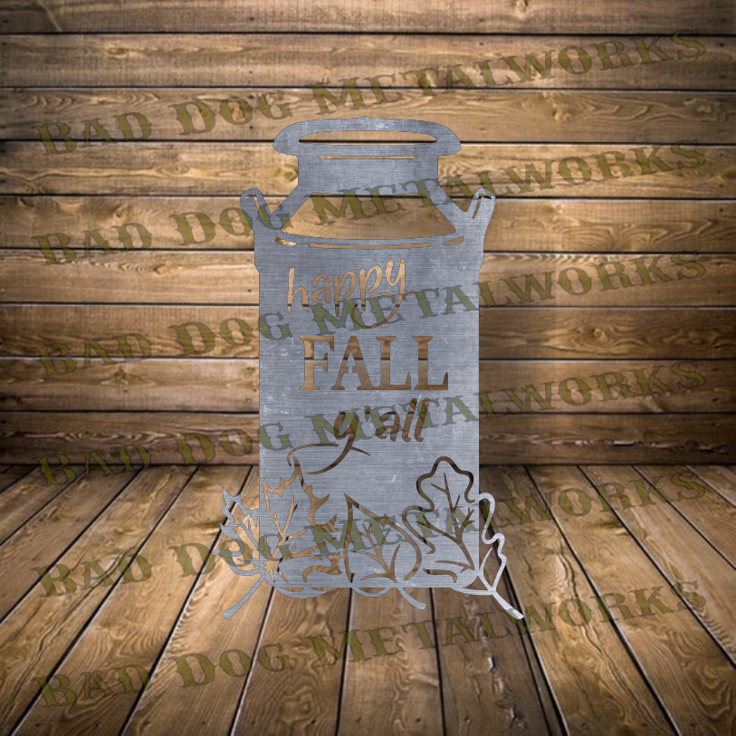 Happy Fall Y'all Old Fashioned Milk Jug - Dxf and Svg