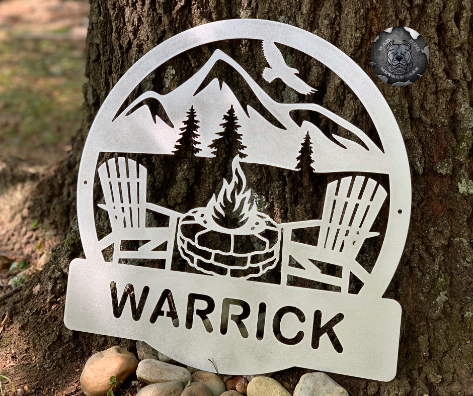 Stone Fire Pit Camping Monogram