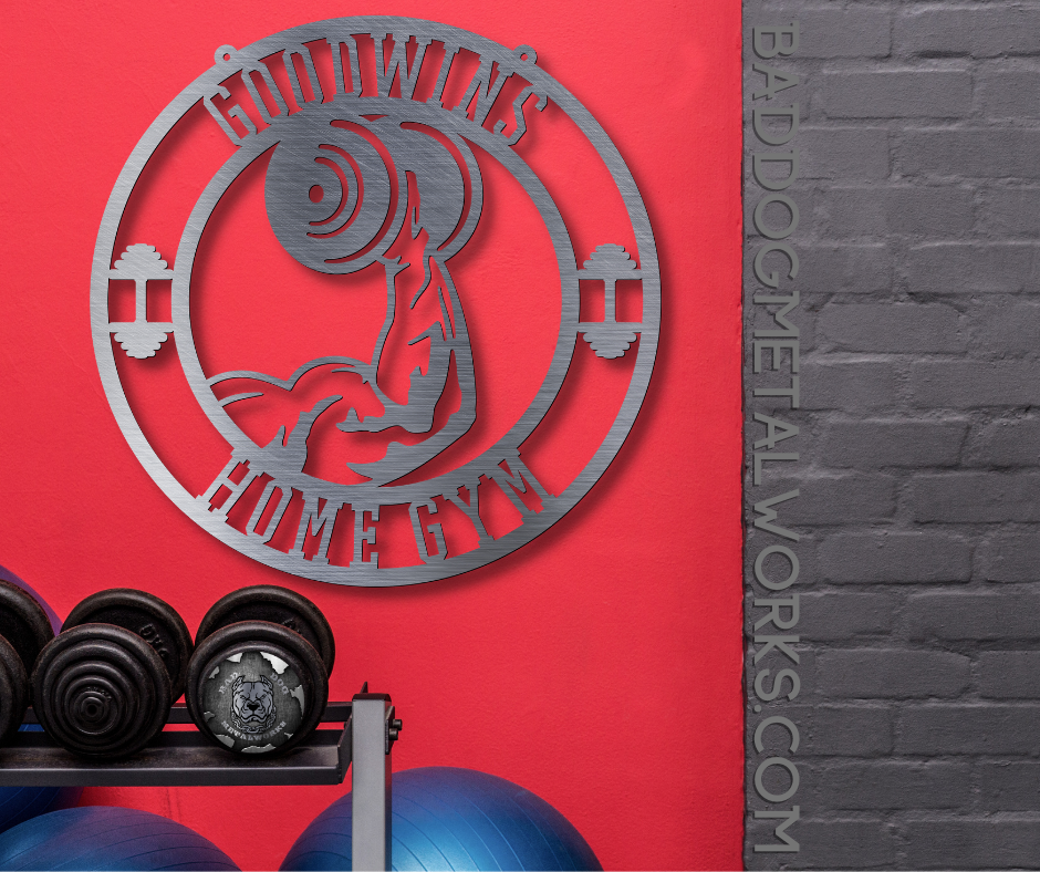  Custom Gym Dumbbell Metal Signs,Personalized Home Gym