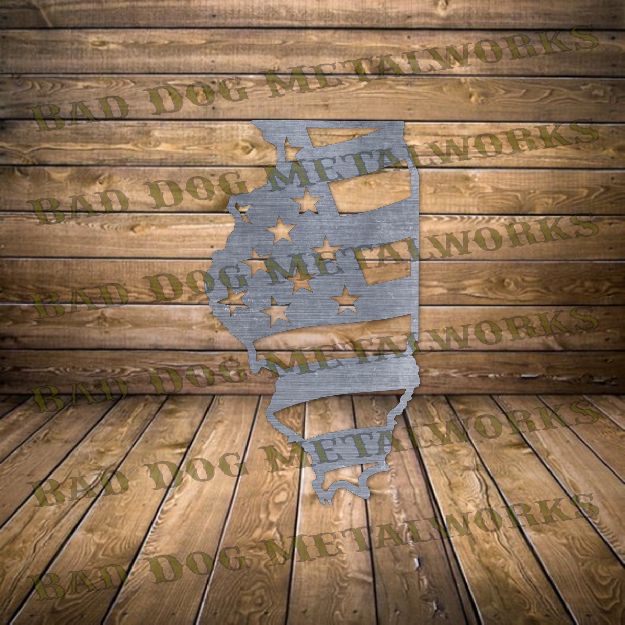 Illinois American Flag - Dxf and Svg