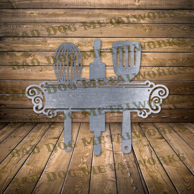 Kitchen Utensils Monogram - Dxf and Svg