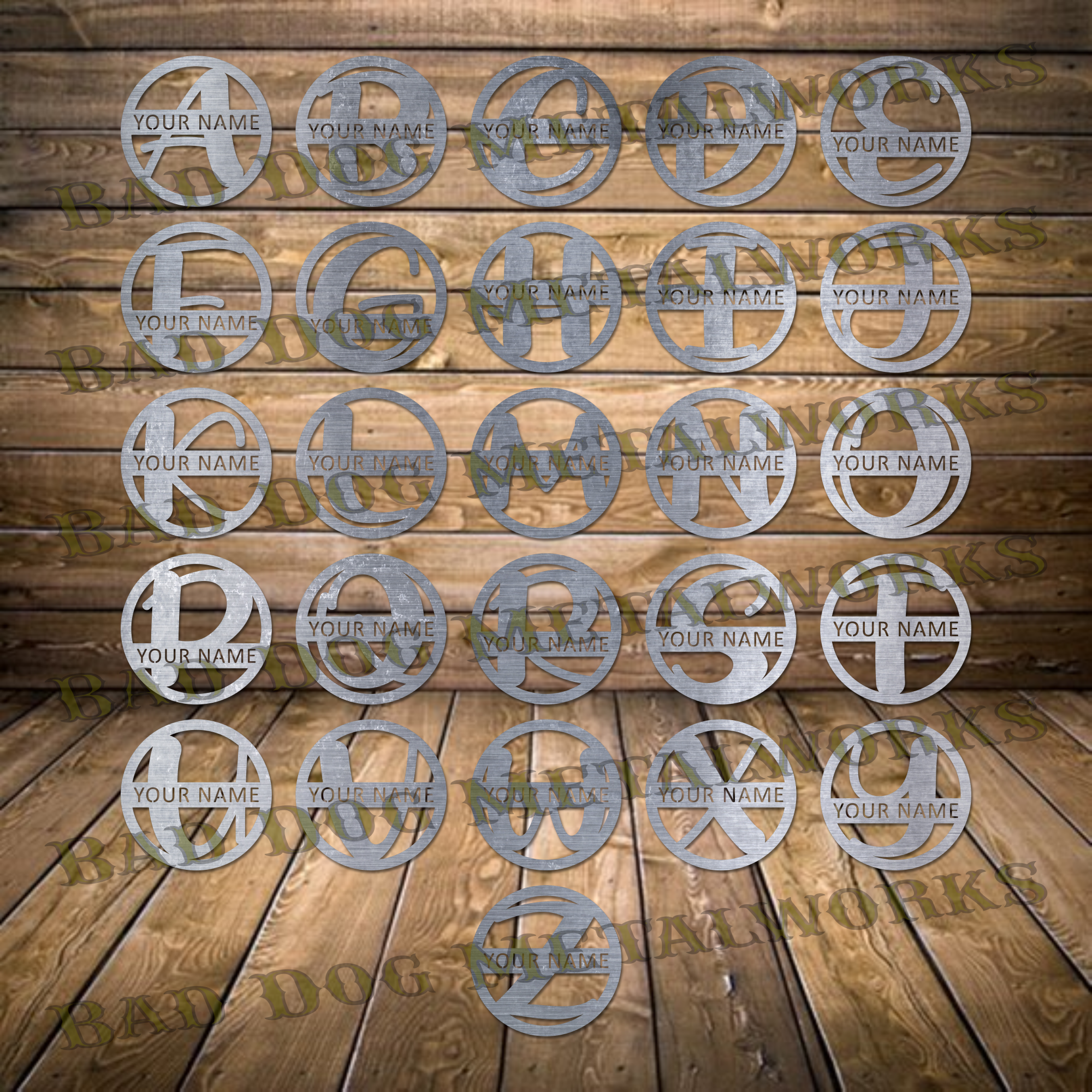 Monogram Circle Cut Wood Sign