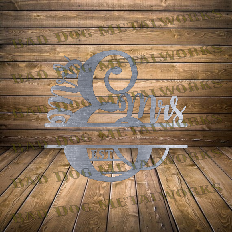 Mrs. & Mrs. Monogram with Established Date - Dxf and Svg