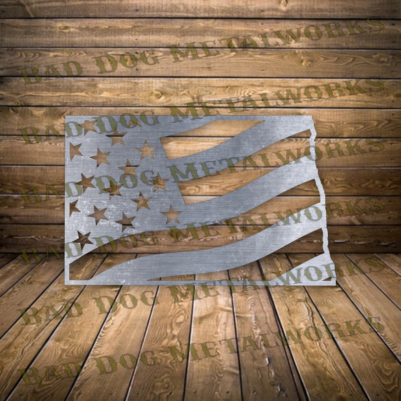 North Dakota American Flag - Dxf and Svg