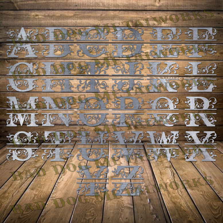 Split Scroll Monogram Set - Dxf and Svg