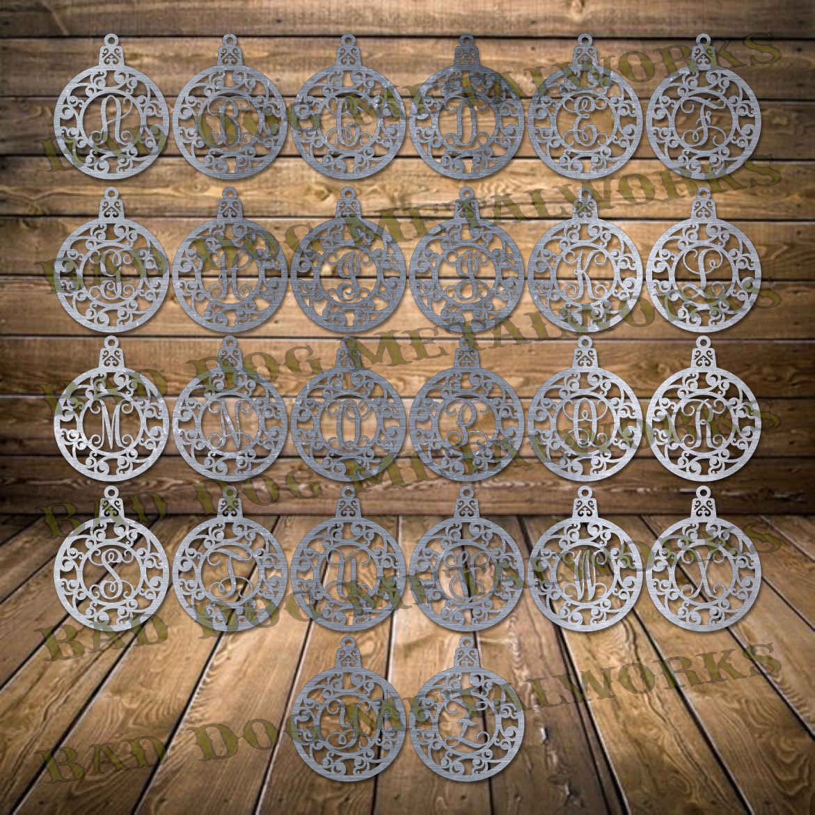 Christmas Ornament Monogram Set - Dxf and Svg