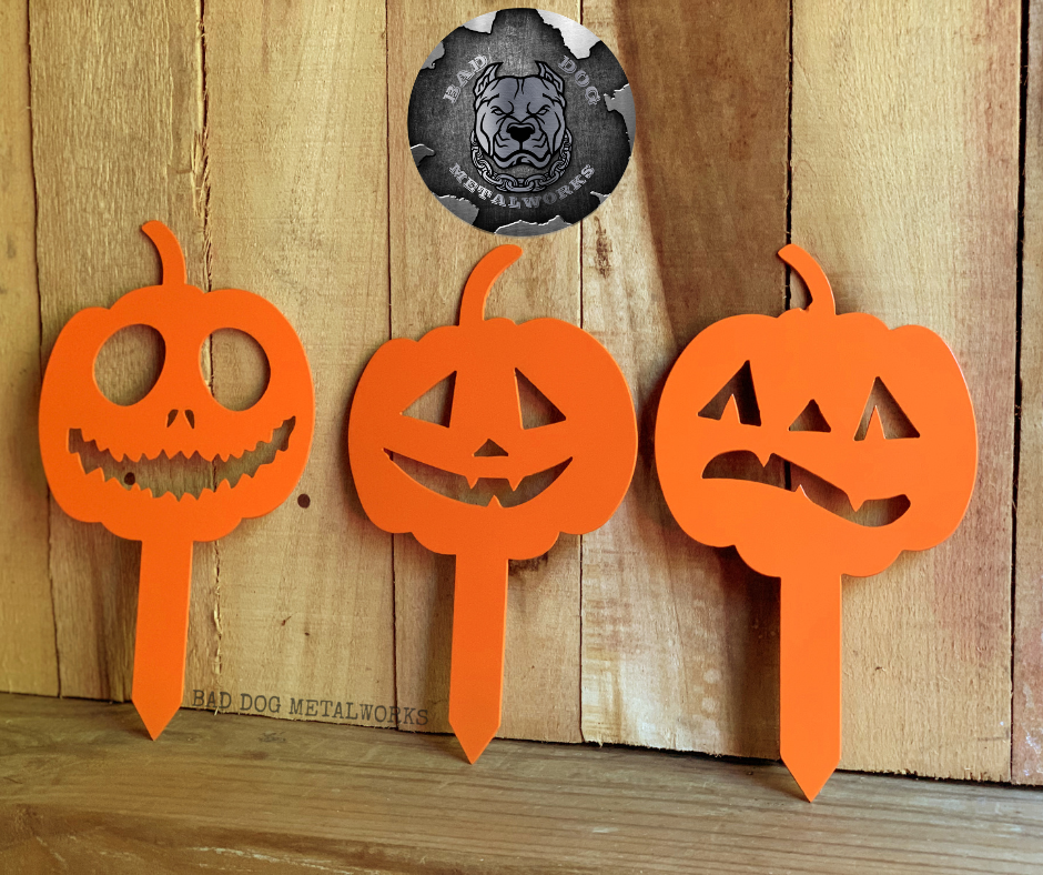 Halloween Pumpkin Mini Yard Stake Set
