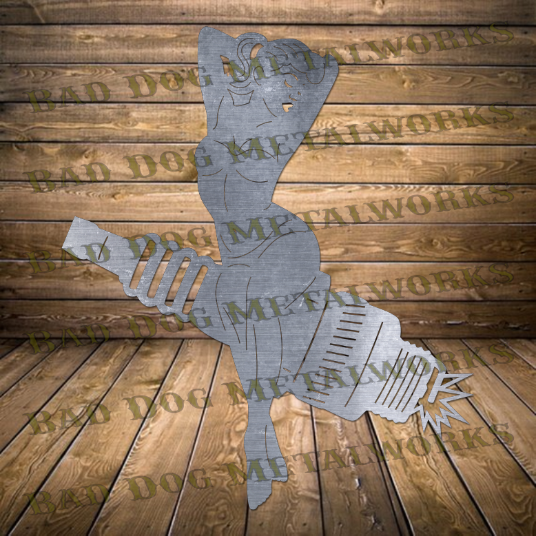 Spark Plug Bomber Girl - Dxf and Svg