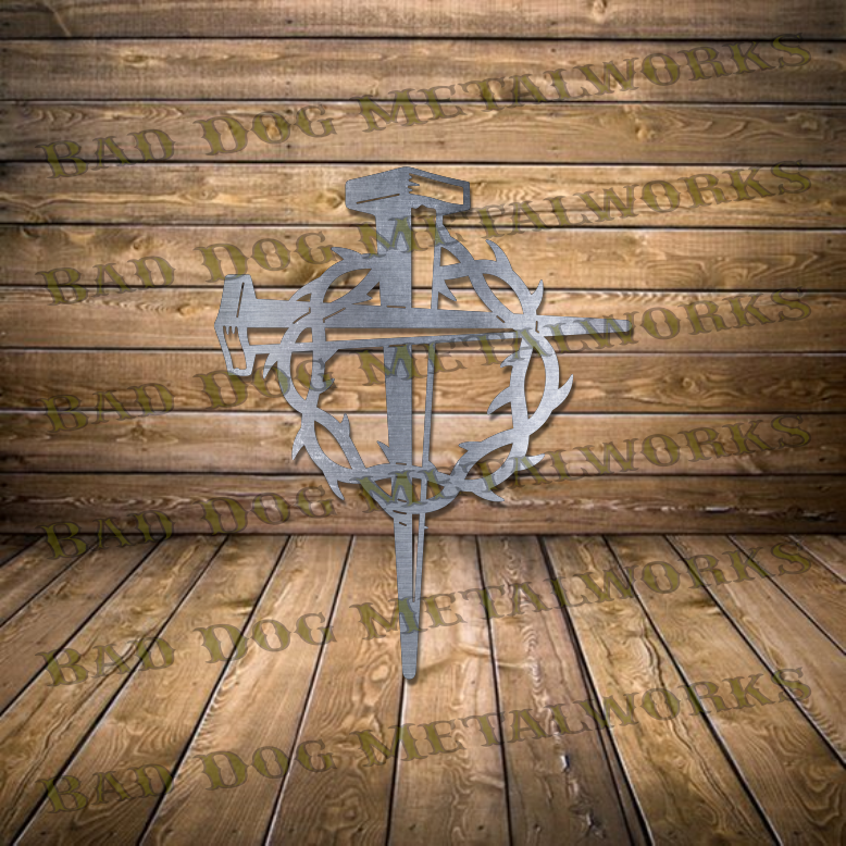 Thorn Crown Spike Cross - Dxf and Svg