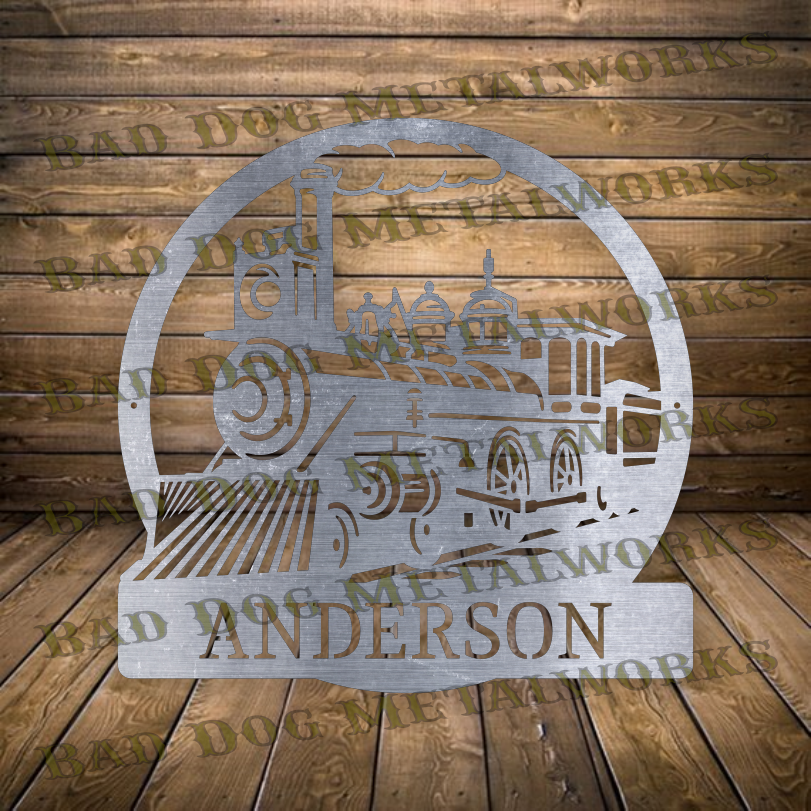 Steam Engine Train Monogram - Dxf and Svg