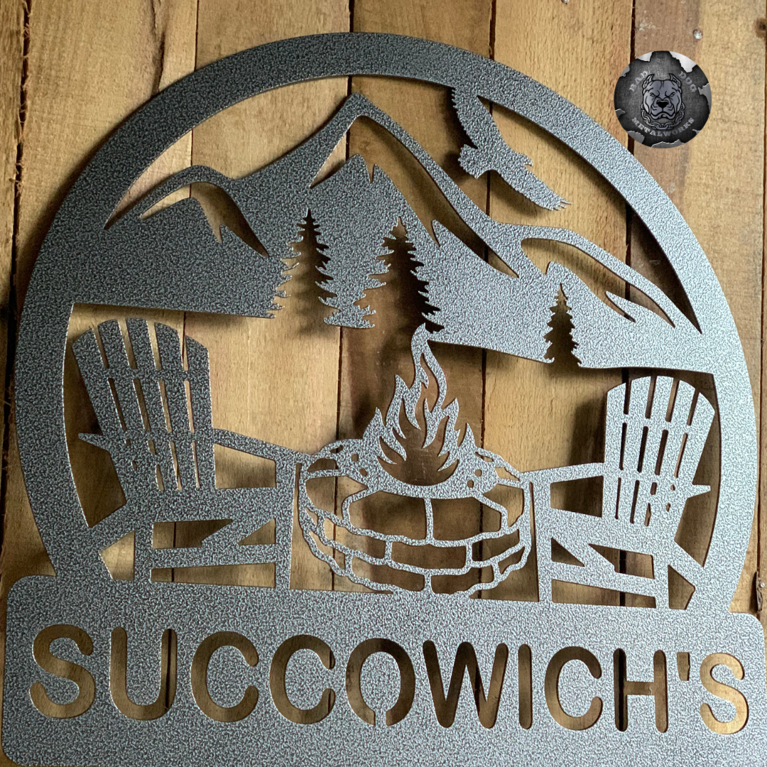 Stone Fire Pit Camping Monogram